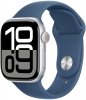 Смарт - часы Apple Watch Series 10 46mm, Silver aluminum with Denim Sport Band