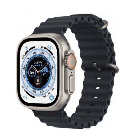 Смарт - часы Apple Watch Ultra 49mm, титановый корпус, ремешок Ocean темно-синего цвета MQET3
